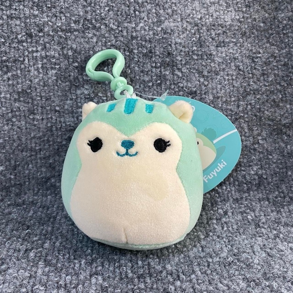 SQUISHMALLOWS BLUE GREEN FUYUKI THE SQUIRREL 3.5" CLIP ON TOY PLUSH